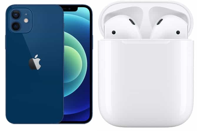 Apple iPhone 12 128GB 4GB RAM 5G Blue with AirPods 2nd Generation White MV7N2ZM A price in Egypt B.TECH