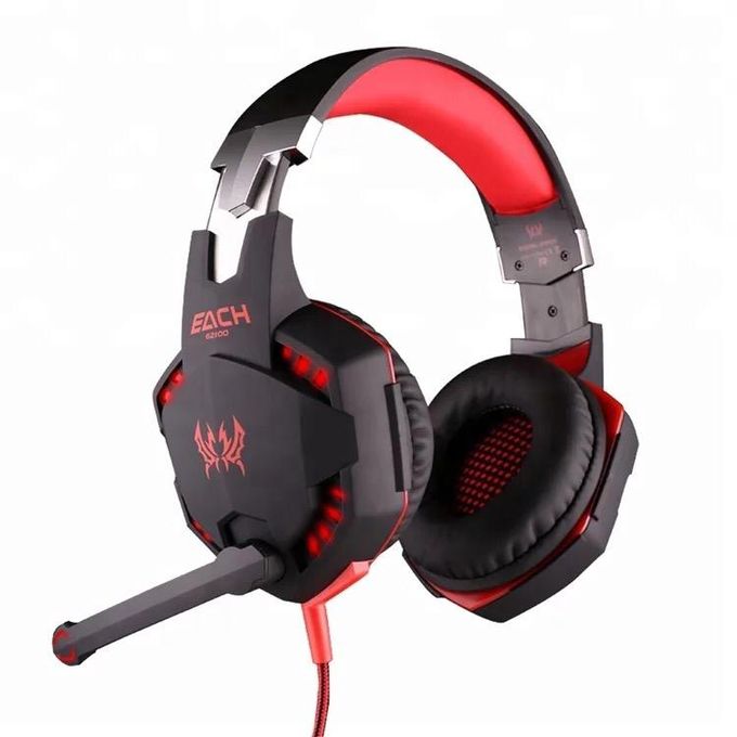 Kotion Each Gaming On Ear Headphones with Built in Microphone Black and Red G2100 price in Egypt B.TECH