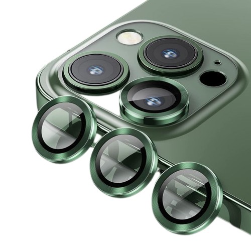 Tempered Glass and Aluminum Alloy Camera Lens Protector for iPhone 14 Pro, 14 Pro Max - Green