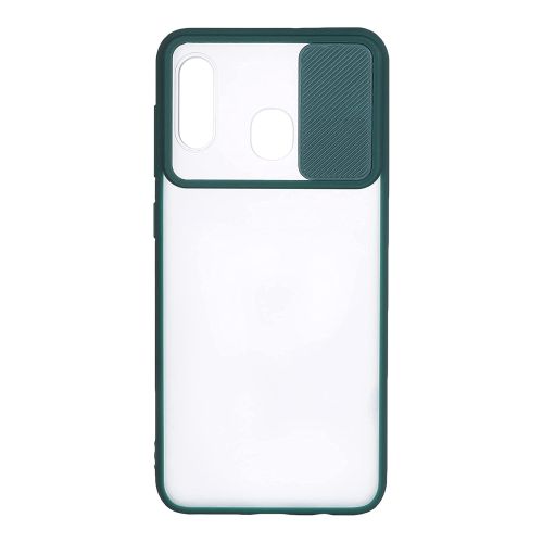 Stratg Back Cover with Camera Slider for Samsung Galaxy A20 and A30 - Transparent and Green