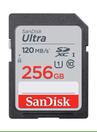 SanDisk Ultra Class 10 SDXC Memory Card, 256GB, Black - SDSDUN4-256G-GN6IN