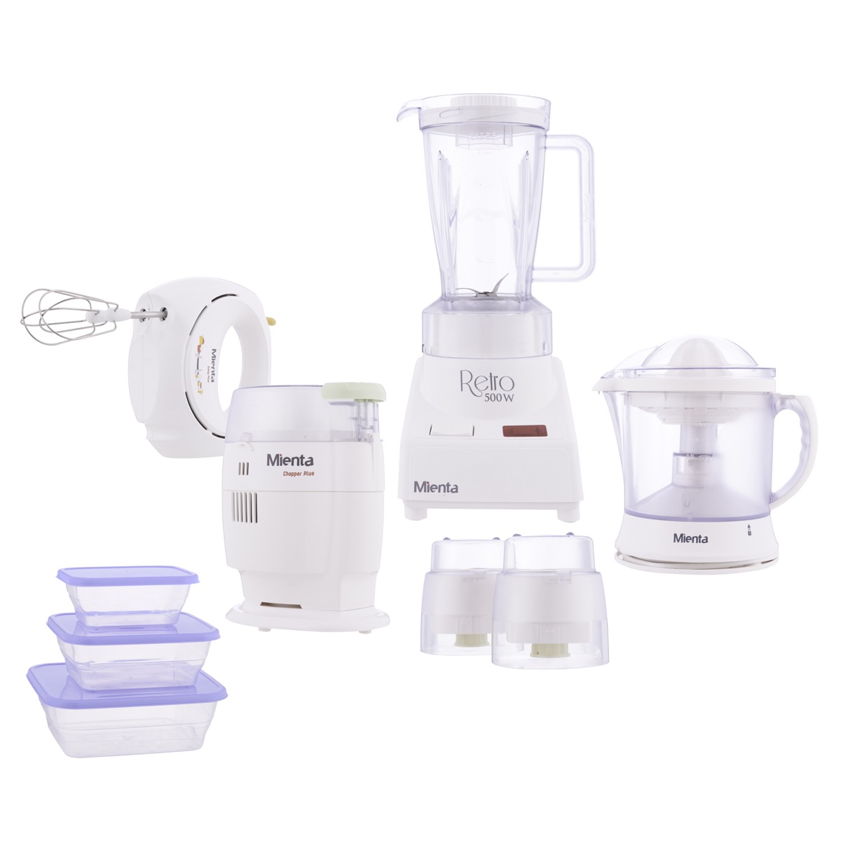 Mienta Four in One bundle, Blender, Chopper, Hand mixer and Press Citrus - FP4000A
