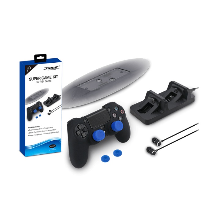 Dobe 5in1 Game Pack Dock Station with In Ear Wired Earphone for PS4, Black - tp4-1751