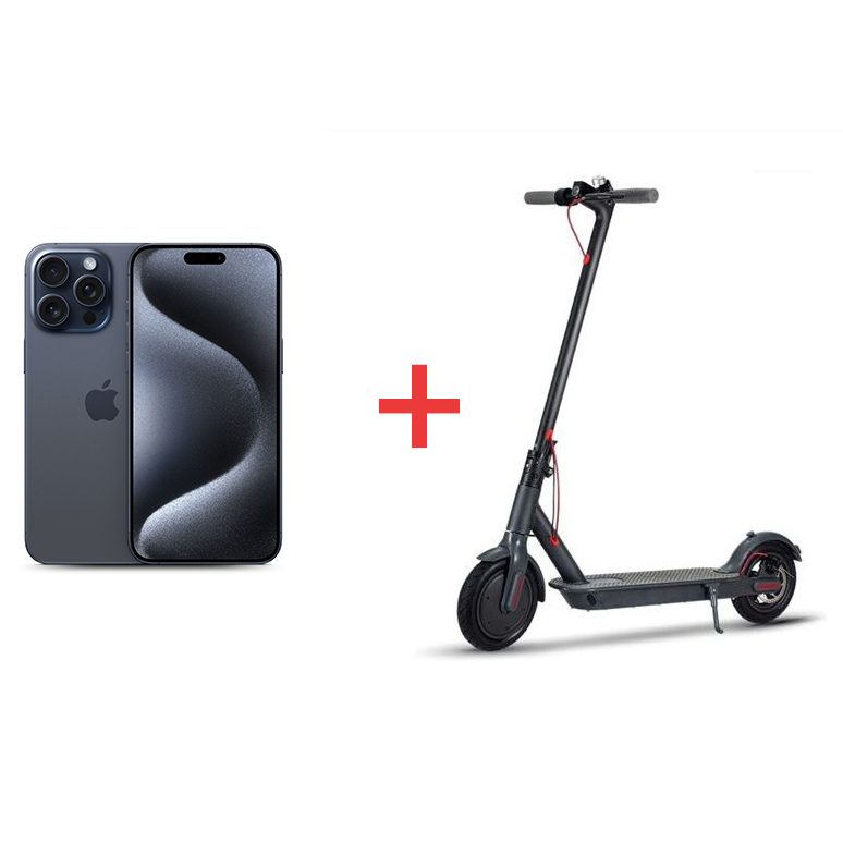 Apple iPhone 15 Pro Max, 256 GB, 8GB RAM, 5G - Blue Titanium with Chenxn Firm Tyre Electric Scooter, Up to 160Kg, Grey - CS001GY