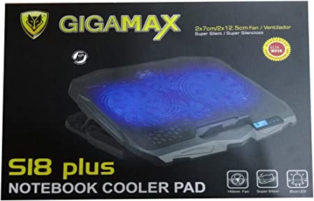 Gigamax Laptop Cooler Pad with Led Screen, Black - S18 Plus