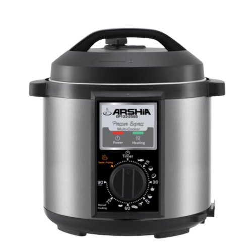 Arshia Pressure Express Multi Cooker 6 Liters 1000 Watt Black and Silver EP133 2595 Best price in Egypt B.TECH