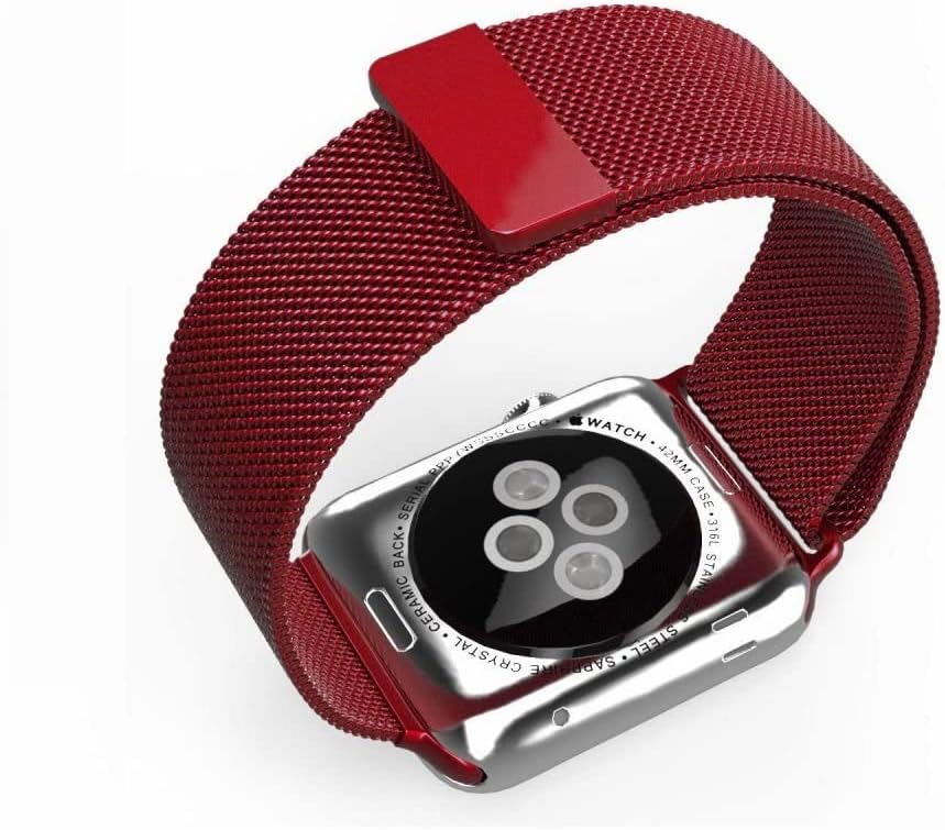 Red milanese apple watch band shop