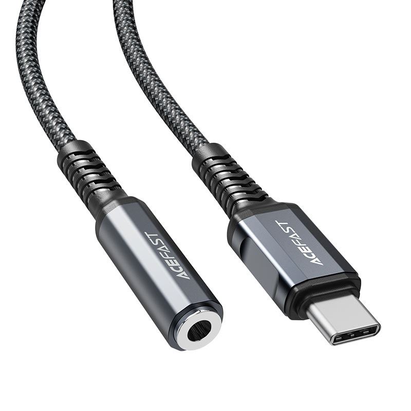 Acefast USB Type-C to 3.5 mm Audio Cable, 0.18 Meter, Black- C1-07
