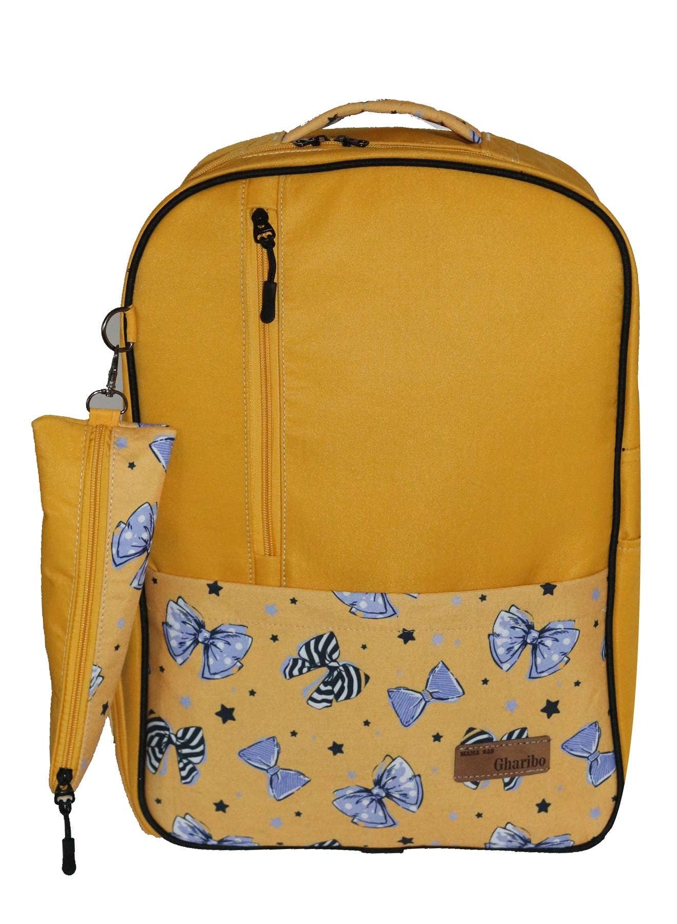 Gharibo Bags One Hand School Backpack With Pencil Case for Kids Bow Pattern Yellow Product detail page