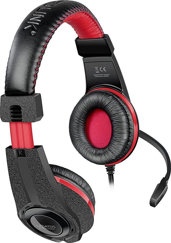 SpeedLink Legatos Stereo Gaming Headset with Microphone, Black and Red - SL-860000-BK