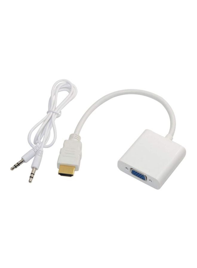 HDMI to VGA Cable Adapter With Audio Cord, 20 cm - White