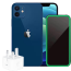 ابل ايفون 12، سعة 128 جيجا، 4 جيجا رام، 5G -ازرق مع شاشة حماية ليمونوس زجاج 3D وشاحن، 20 وات - ابيض