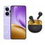 Realme 14T, 256GB, 8GB RAM, 5G, Dual SIM - Lightning Purple, with T01 Truly EarBuds,  Noise Cancellation- Black