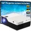 Wownect LED Projector, 1920x1080 Resolution, Black and White - M18 with 150 Inch Projection Screen