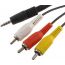 Keendex Aux 3.5mm to 3×RCA Audio and Video Cable, 3 Meters, Black - KX 3387