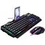 Wired Gaming LED Rainbow light Keyboard and Mouse Combo, Black - G700