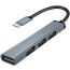 موزع USB وي كاست، 4 في 1، رمادي - T3005A