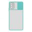 Stratg Back Cover with Camera Slider for Oppo A74 and A95 4G - Transparent and Turquoise