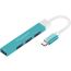 Promate USB-C Hub, 4-in-1 Type-C Sync Charge with USB-A Adapter -4 Blue