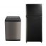 Sharp Top Loading Automatic Washing Machine, 11 Kg, Dark Silver - ES-TN11GDSP with No-Frost Refrigerator, 385 Liters, Black - SJ-48C(BK)