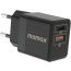 Momax One Plug Mini Wall Charger, 20 Watt, 2 Ports, Black - UC9D