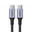 كابل يوجرين USB-C الى USB-C، قدرة 100 وات، 2 متر، رمادي واسود- US316