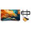 Haier 50 Inch 4K UHD Smart QLED TV with Built-in Receiver - H50S80EU with ETI TV Wall Mount, Black - TX40 and iLock Mini Power Strip, 3 Outlet, 2500 Watt - Yellow and Black