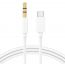 Type C USB-c to 3.5mm Male Audio Jack Aux Cable Adaptor 80cm compatible with Stereo Audio Cord Car Aux & mobile phone Samsung Galaxy, Google Pixel, OnePlus, iPad, huawei, Xiaomi - White