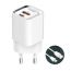 LDNIO Wall Charger, Dual Ports USB C to lightning, 30 Watt, White - A2317C