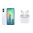 Samsung Galaxy A06, 128GB, 6GB, 4G LTE, Dual SIM- Light Blue with Ridingtone AirPods Pro 2nd Gen In-Ear Earbuds - White