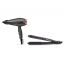 Babyliss Smooth Pro Hair Dryer, 2100 Watt, Black Rose Gold - 6709DE with Babyliss 2 in 1 Wet and Dry Hair Curler and Straightener, Black - ST330E