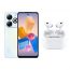 Infinix Smart 8, 64GB, 2GB RAM, 4G LTE, Dual SIM - Galaxy White with Ridingtone AirPods Pro 2nd Gen Earbuds, Noise Cancellation - White