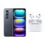 Infinix Hot 50, 256GB, 8GB RAM, 4G LTE, Dual SIM - Sleek Black with Ridingtone AirPods Pro 2nd Gen Earbuds, Noise Cancellation - White