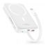 Baseus Magnetic Mini Wireless Power Bank with Built-in Type-C Cable, 1 Port, 10000 mAh, 30W, White - P1002210B223-00