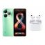 Infinix Smart 8, 64GB, 2GB RAM, 4G LTE, Dual SIM - Crystal Green with Ridingtone AirPods Pro 2nd Gen Earbuds, Noise Cancellation - White