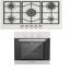 Ecomatic Gas Built-in Hob, 90 Cm, 5 Burners, Stainless Steel - S973C, Digital Built-in Gas Oven With Grill, 60 Cm, 64 liters, Stainless Steel - G6404T