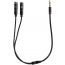 Gold Plated AUX Audio Splitter Cable - Black