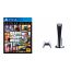 Sony PlayStation 5, 1 Wireless Controller, White - CFI-1016A01 MEE, with Grand Theft Auto V, Premium Edition for PlayStation 4