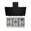Beko Built-In Gas Hob, 5 Burners, Silver - HIMW 95226 SXEL with Beko Built-in Decorative Hood, 90cm, Black - HCA92640BHE