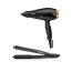 Babyliss Power Pro 2000 Hair Dryer, 2000 Watt, Black and Gold - 6704E With  Babyliss 2 in 1 Wet and Dry Hair Curler & Straightener, Black - ST330E