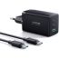 Joyroom GaN Ultra Fast Charger, 65 Watt with Type-C to Type-C Cable, 100 Watt, Black - JR-TCG01