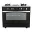 بوتجاز غاز وكهرباء بريميوم، 5 شعلات، ستانلس ستيل/اسود - PRM6090GS-AC-383-IDSH-S-F-2W