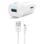شاحن سيارة تي تك سبيد تشارجر QC مع كابل مايكرو USB، ابيض، 1 منفذ - 2CKQC01M