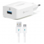 شاحن حائط تي تك سبيد تشارجر QC مع كابل USB فئة C، ابيض، 1 منفذ - 2SCQC01C