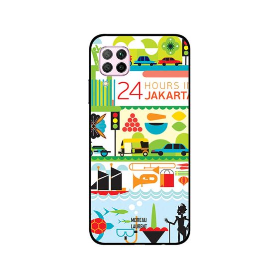 جراب ظهر مورو لورنت بطبعة عبارة 24 Hours In Jakarta لهواوي نوفا 7i