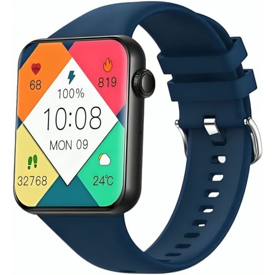 Pebble Vision Smart Watch, 2.05 Inch - Black Case and Blue Strap