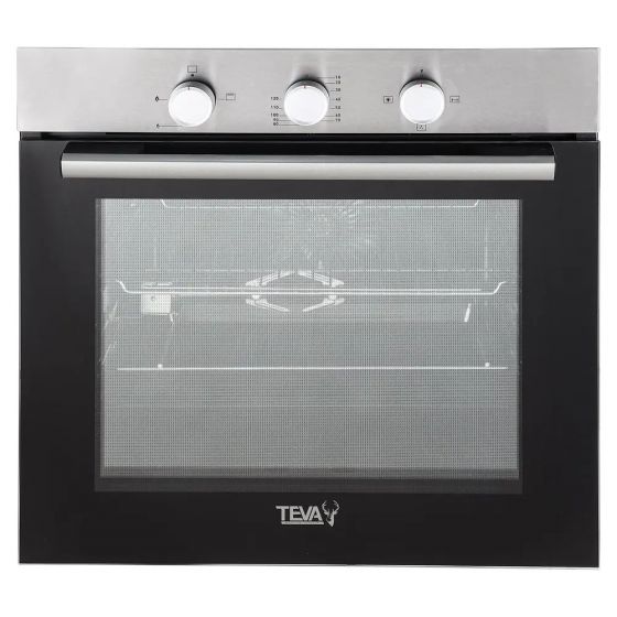 Teva Built-In Gas Oven With Grill, 60Cm, 82 Liters, Silver and  Black - QGSTLINOX