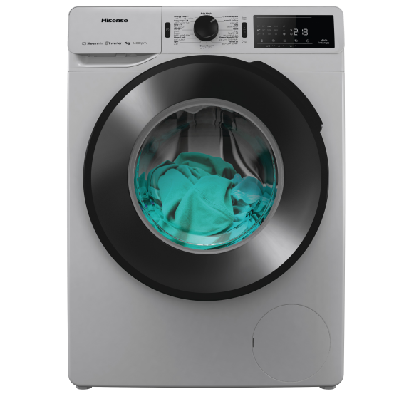 Hisense Front Load Inverter Washing Machine, 7 Kg, Silver - WF3V7042BSSEG