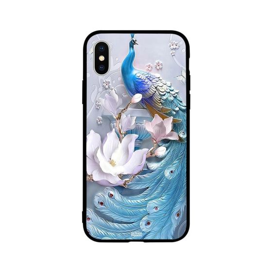Beautiful Peafowl and Flowers Printed Back Cover for Apple iPhone X
