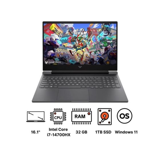 لاب توب اتش بي فيكتوس 16T-R100، انتل كور i7-14700HX، هارد SSD NVMe سعة 1 تيرا، رام 32 جيجا، شاشة 16.1 بوصة بدقة FHD بمعدل تحديث 144 هرتز، كارت شاشة انفيديا جي فورس RTX 4060 سعة 8 جيجا، ويندوز 11 -  فضي